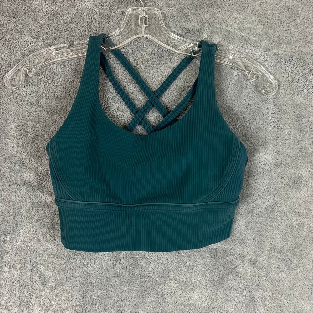 Lululemon Energy Longline Ribbed Bra Womens 4 Turquoise Performance